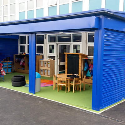 Early Years Canopy with Roller Shutters Early Years Canopy with Roller Shutters