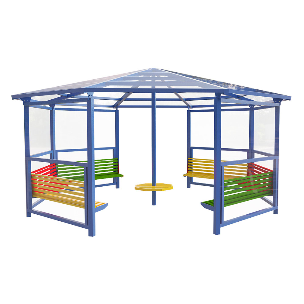 8 Sided Shelter with 6 Seats and Side Panels 8 Sided Shelter with 6 Seats and Side Panels