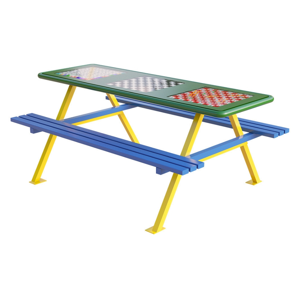 Senior Picnic Bench with Games Top Senior Picnic Bench with Games Top