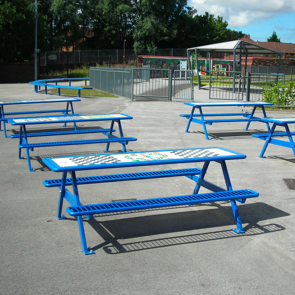 Senior Picnic Bench with Games Top Senior Picnic Bench with Games Top