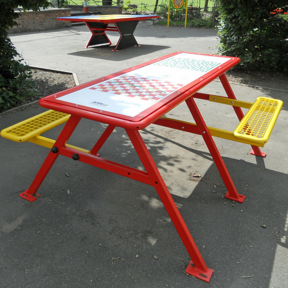 Senior Picnic Bench with Games Top Senior Picnic Bench with Games Top