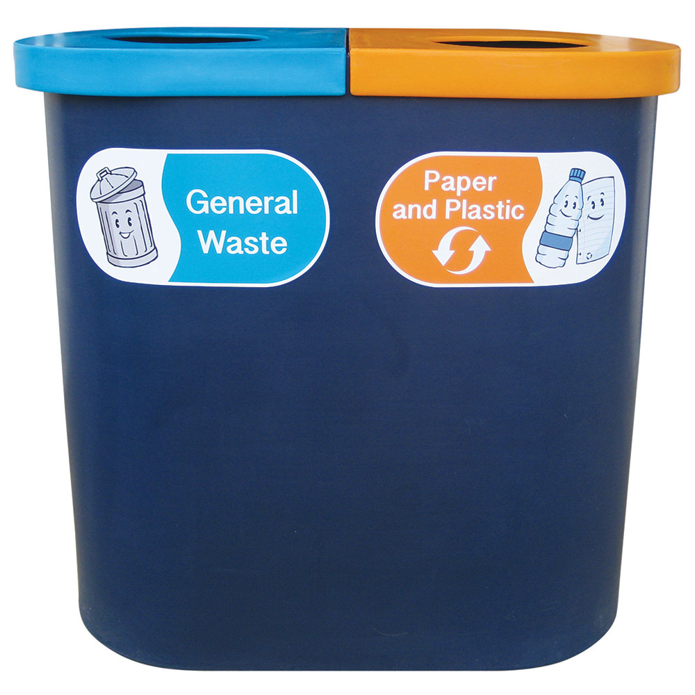 Popular Twin Bin with Recycling Graphics Popular Twin Bin with Recycling Graphics