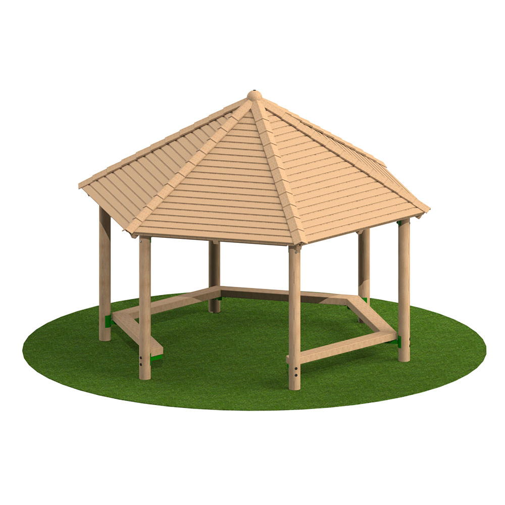 4m Hexagonal Timber Shelter with Seating 4m Hexagonal Timber Shelter with Seating