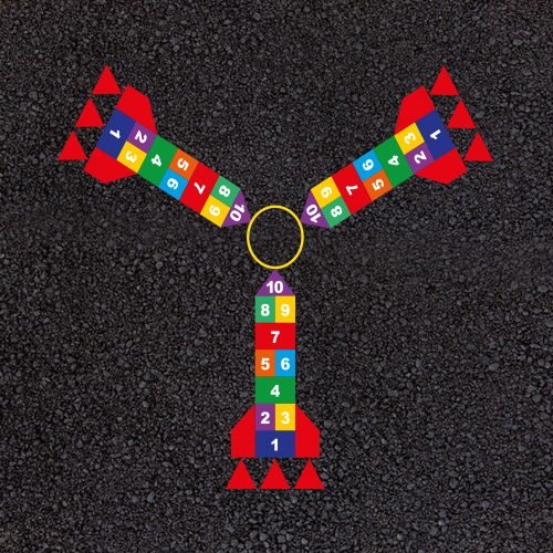 3 Way Rocket Hopscotch (using 300mm squares) 3 Way Rocket Hopscotch (using 300mm squares)