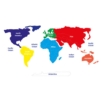 Large World Map with Continents Large World Map with Continents