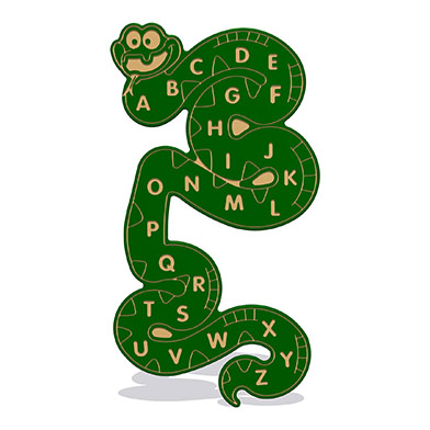 Alphabet Snake Wall Play Panel 19mm TC Alphabet Snake Wall Play Panel 19mm TC