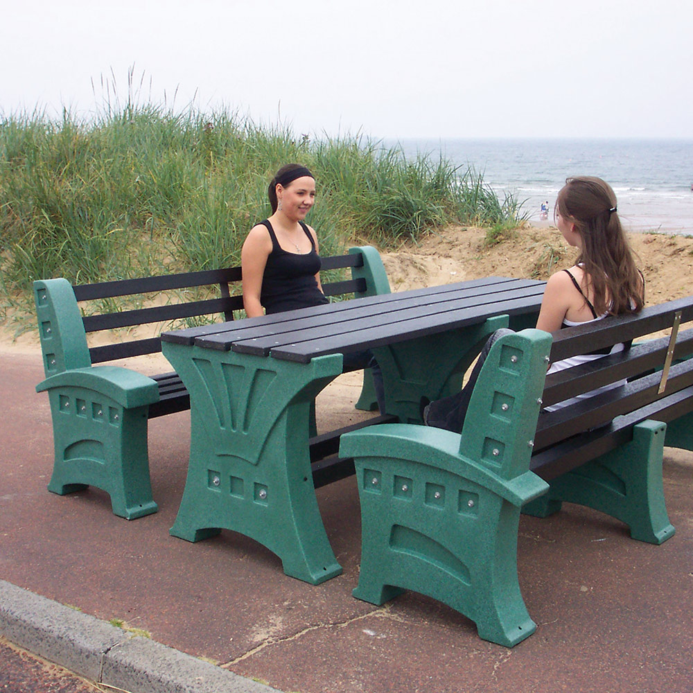 Table and 2 x Three Person Seat Table and 2 x Three Person Seat