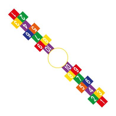 2 Way Hopscotch (using 300mm squares)