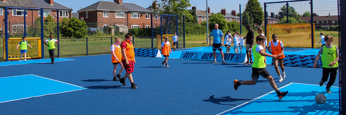 INNOVATIVE MUGA DESIGN, SCOTLAND HALL ROAD PARK, NEWTON HEATH