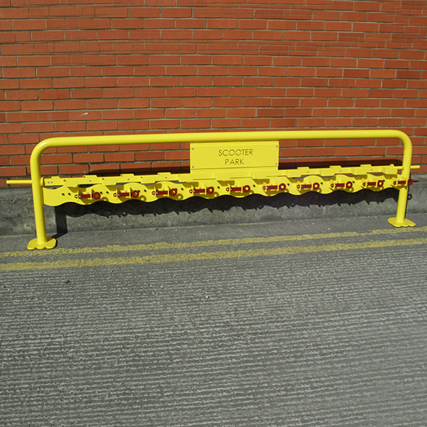 Double Sided Scooter Rack With Locking Bar Double Sided Scooter Rack With Locking Bar