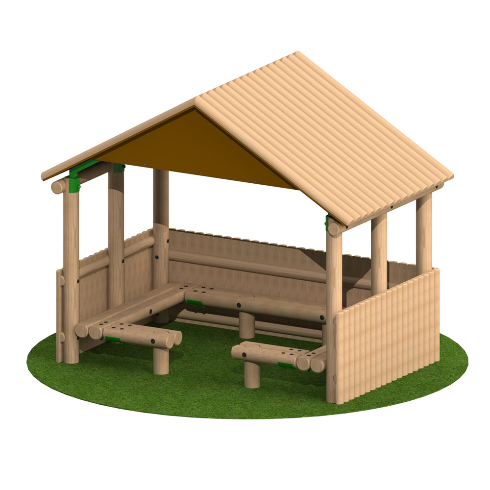 3m x 1.9m Timber Shelter with Seating and Half Clad Sides 3m x 1.9m Timber Shelter with Seating and Half Clad Sides