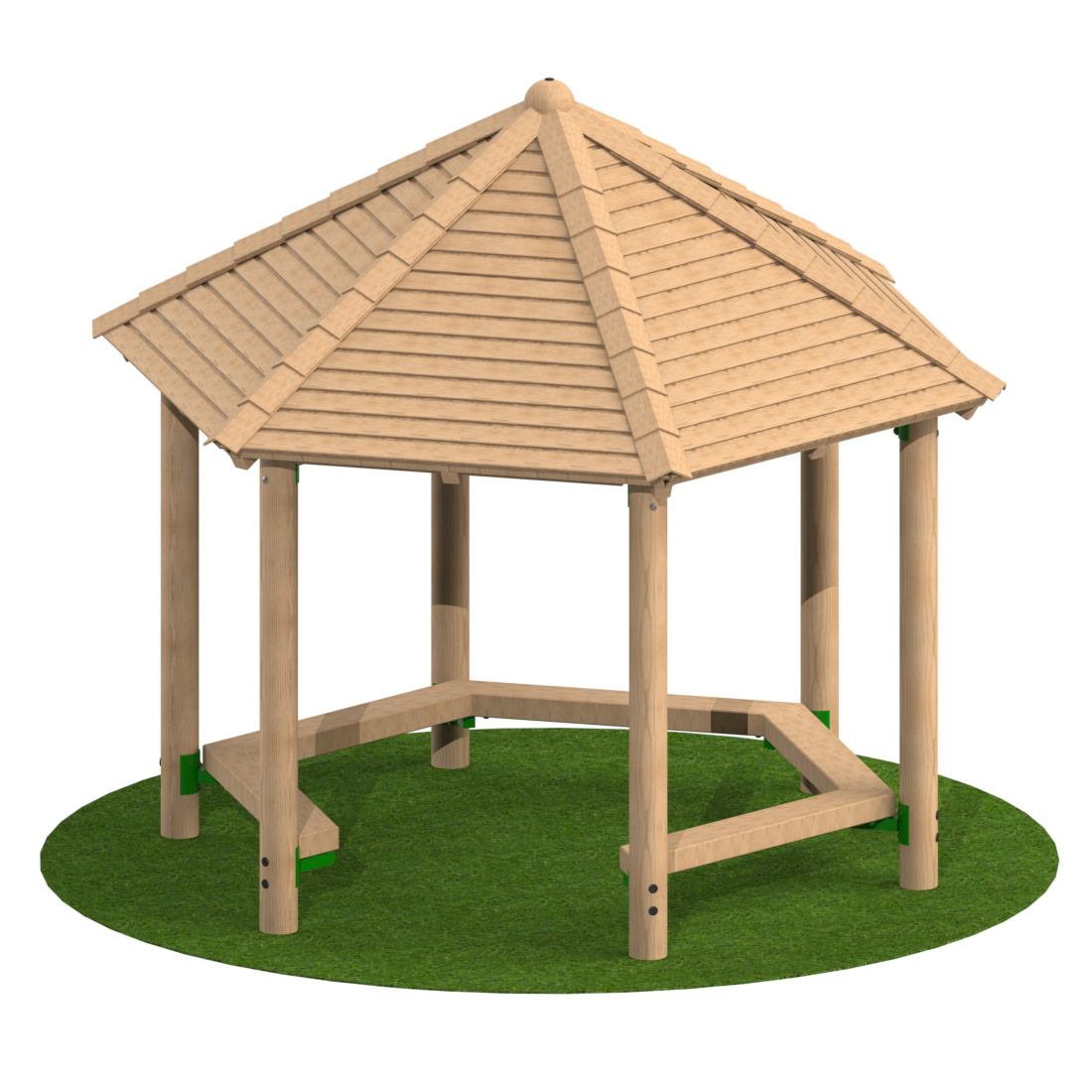 3m Hexagonal Timber Shelter with Seating 3m Hexagonal Timber Shelter with Seating